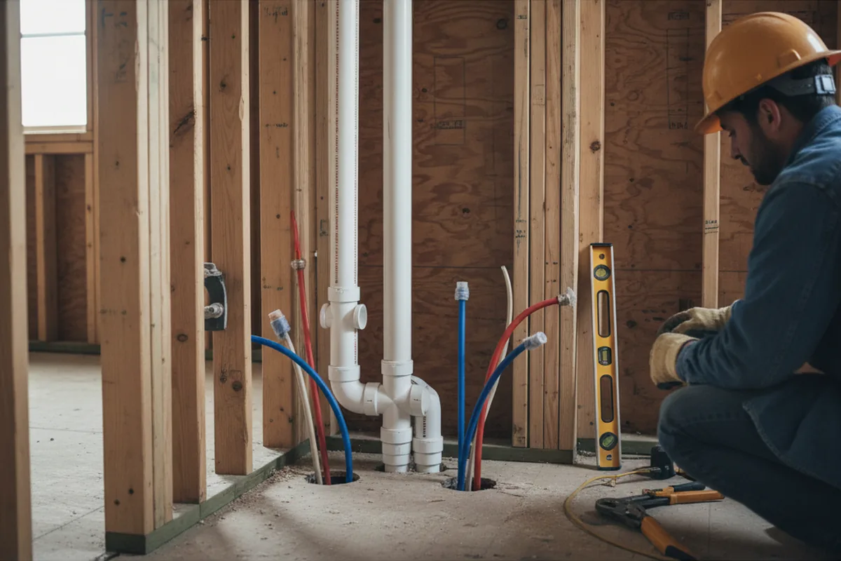 Drain and supply rough-in during Leak Detection in Pittsburg